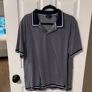 Ted Baker Navy and White Polo Shirt